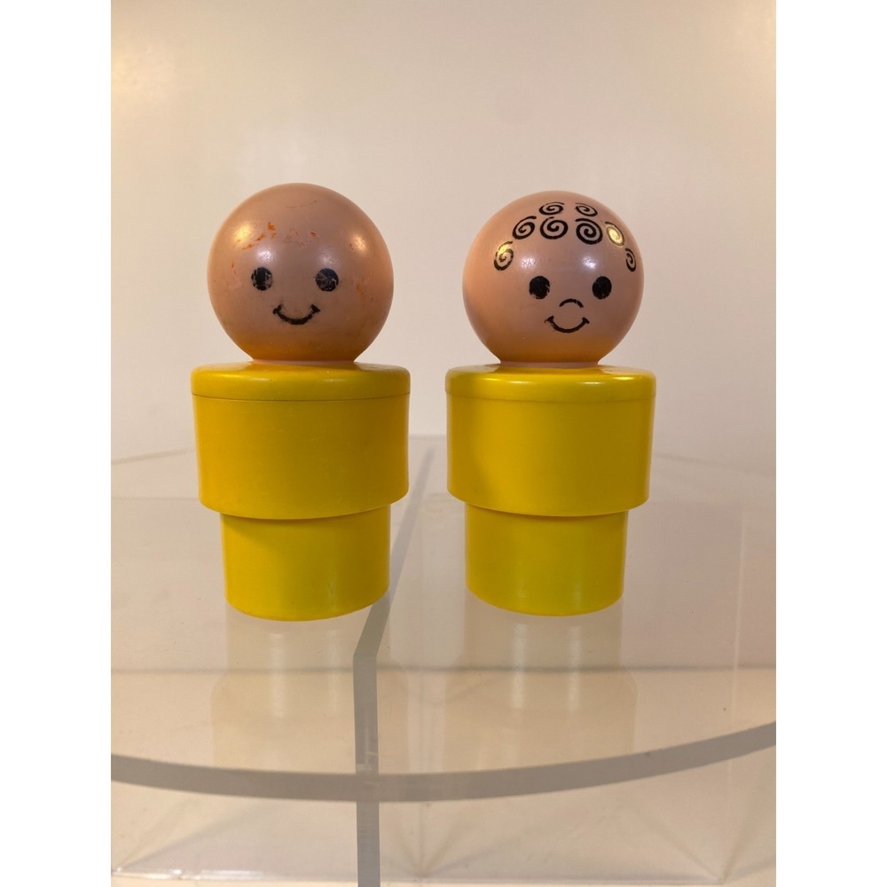 Fisher Price Little People Jumbo Yellow Man Figure Lot of 2 Vintage 1974